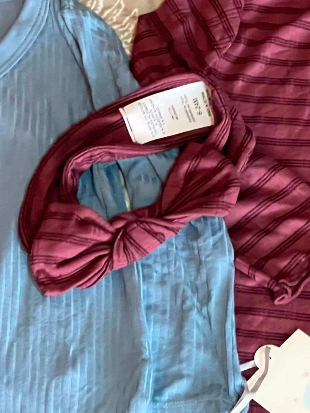 2Pc BodySuit Leggings Blue & Romper W/ Headband Maroon Size 24M